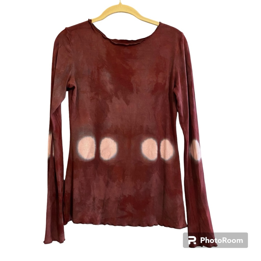 Moon Tide Dyers Handmade Long Sleeve Lettuce Edge Long Sleeve Tie Dyed Shirt M